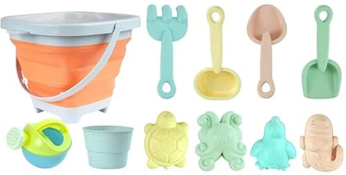 Vexran Juguetes para la Arena, Juego de Playa para Niños y Niñas, Cubo Plegable, Pala, Rastrillo, Moldes, Set de Juguetes para la Arena, 1-6 Años