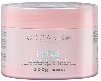 Organic Gold – Masque Capillaire Fortifiant Rhosé 300g– Made in Brazil – Ananas, Bacuri & Rose Musquée – Vitalité & Anti-Chute – Tous Types de Cheveux – Huile de Bacuri d’Amazonie