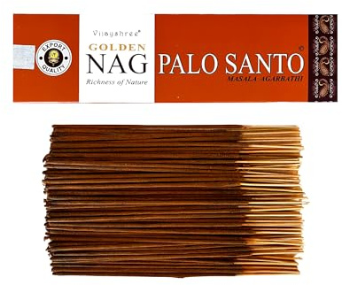Varillas de Incienso Vijayshree Golden Nag Palo Santo de 100 g - 5 Paquetes de 20 g (70-90 Varillas) - Aromaterapia - Meditación - Yoga - Packaging EcoFriendly