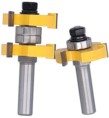 Yechiry Jeu de Fraises à Rainure et Languette, 2 Pièces, Outils de Coupe pour le Travail du Bois, Fraises à Bois pour Joint de Panneau de Cadre de Porte D'armoire avec Tige de 1/2 Po,