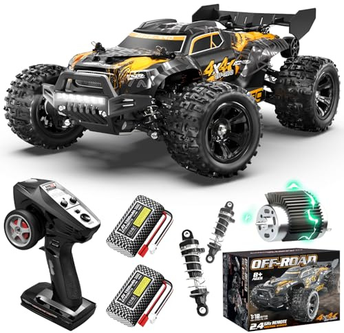 YESHIN 1:18 RC Cars for Adults, Max 36KM/h Electric Off-Road Monster Truck, Fast Waterproof High Speed RC Car 4WD Remote Control Car with 2*Battery