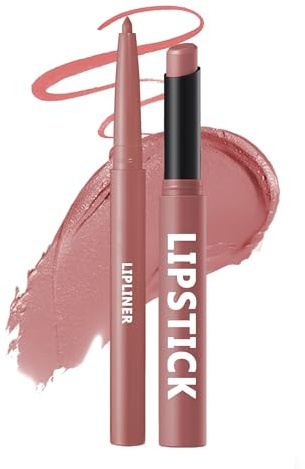 Set di rossetti e labbra opachi, impermeabili, a lunga durata, colore rosa nude, rossetto rossetto, rossetto e lucidalabbra, altamente pigmentato, non stick, crema