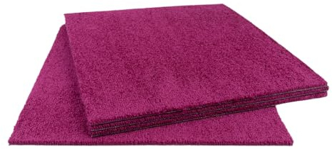 Dalles de moquette 50x50 cm autoplombantes – ultra douces, classe de luxe 5, 8,5 mm d’épaisseur, faciles à poser (Violet, 1 m²)
