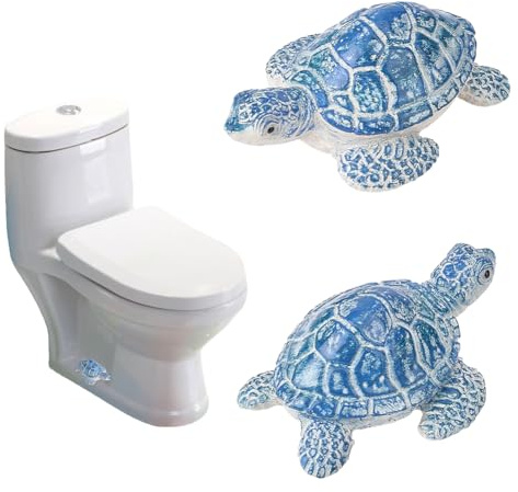 WADORN 2Pcs Turtle Toilet Bolt Covers Decorative, Sea Turtle Toilet Screw Cover Cap Cute Caps for Bottom of Bathroom Toilets Accessories for Coastal Home Beach Bathroom House Decor, Blue