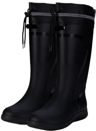 Gummistövlar Herr PVC Gummistövlar Platå Slip-On Knähöga Flera Färger Flera Storlekar(Black 3,43 EU)