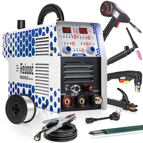 Reboot 130A Plasma Cutter Welder Combo 120V/240V Dual Voltage Plasma Cutter Machine 1/2 Inch Clean Cut 5/8 Inch Max Cut Gas MIG/Flux Core/Stick/LIFT TIG/Aluminum Welding with Spool Gun