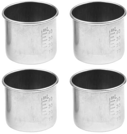 JOINPAYA Bicchieri Dosatori per Medicinali 4 Pezzi in Acciaio Inox 304 da 40 Ml Scala Permanente, Misurini Graduati Multiuso per Uso Domestico e Ospedaliero, Accessori per Pillole