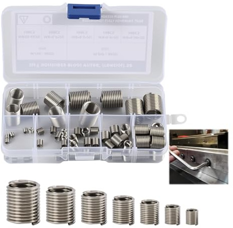 60 Piezas M3 M4 M5 M6 M8 M10 M12 Roscados Autorroscantes de Acero Inoxidable, Insertos Roscados Metal, Insertos Roscados insertos roscados autorroscantes de reparación de rosca de acero inoxidable