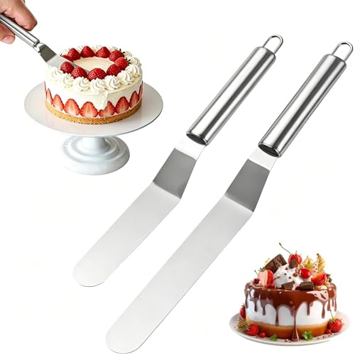 Set 2 Spatole Angolate Acciaio Torte Pasticceria Professionale