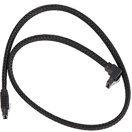 Agmoctz 50cm Sata 3.0 III Sata3 Cable de Datos de 7 Pines Cables Ssd 6Gb/S de Ángulo Recto Cable de Datos de Disco Duro HDD con de Nylon (Negro)