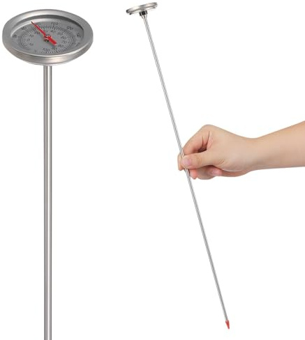 HOMSFOU Grand Thermomètre Extérieur en Acier Inoxydable Sonde Allongée de 50cm, Outil de Détection de Température Rapide pour Jardinage et Compost