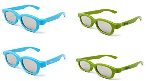 Ultra 2 Blue 2 Green Childrens Passive 3D Glasses Kids for Use with all Passive TVs Cinema Projectors and RealD Films Movies Circular Polarised 3D Glasses Passive Kids Movies Cinema 3D Glasses