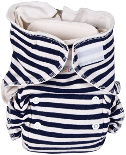 Popolini UltraFit Höschenwindel Interlock Soft, Ringel-Marine, Einweg, Größe L, 1 Stück