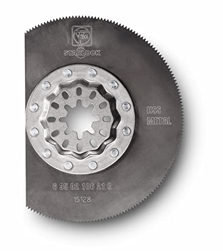 FEIN Voll-HSS-Sägeblatt Ø 85 mm, Ve. 5 St., Aufnahme Starlock, mit Metall-Verzahnung für Blech bis ca. 1 mm. Segmentiert, ideal zum Arbeiten in Ecken und an Kanten ohne Überschnitt.