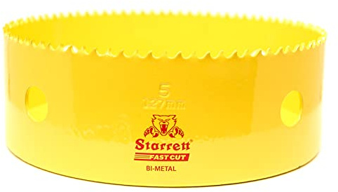 Starrett HSS Bi-Metal Hole Saw - FCH0500 Fast Cut Extra Cobalt Hole Saw - For Stainless Mild Sheet Wood Plastic Various Materials - 127mm