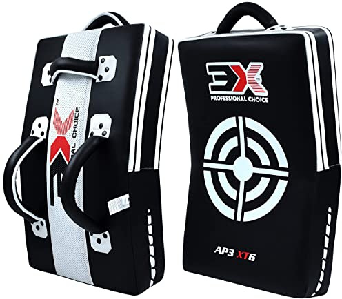 3X Sports Kick Shield Muay Thai Kickboxing, Strike Shield Blocage Pad Courbé Muay Thai Punching Foot Target MMA Boxing Training, 3 poignées rembourrées, Arts Martiaux Karaté TKD