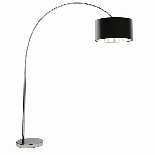 Licht-Erlebnisse Moderne Bogenleuchte in chrom, schwarz Höhe 200cm E27 max. 60W, LED geeignet, Bogenlampe Stehlampe Wohnzimmerlampe
