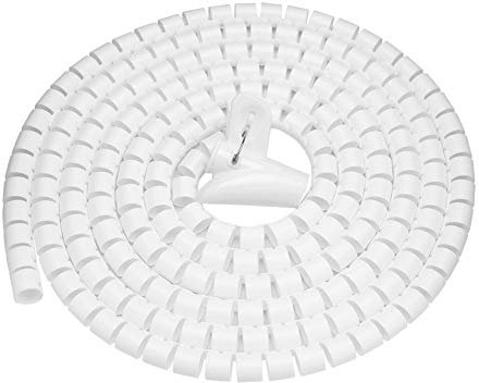 Tihebeyan Ordentlich Gewickeltes Kabel, 1,5 m / 3 m Länge Spiralwickelkabel Spiralkabelschlauch 16/22/28 mm Wickelkabel (Weiß 3,0 m * 16 mm)