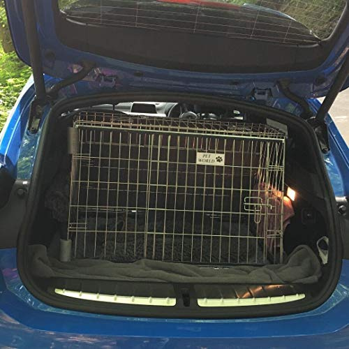 Pet World Medium 34 Sloped Car Dog Crate – Compatible with BMW X2 – UK Designed, Steel Travel Cage – Emergency Escape Hatch – Folds Flat – Free Comfort Mat – Easy Assembly