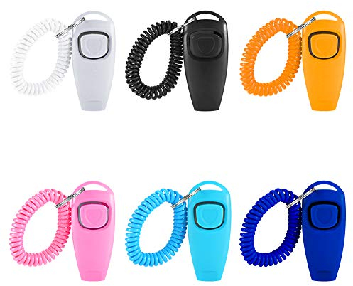 iufvbgxdh 6 Stück Hundetraining Clicker 2 in 1 Pfeife und Clicker Haustier Training Werkzeuge Set mit Handgelenkschlaufe für Hunde Katzen Vögel Pferde Reptilien und Kleintiere