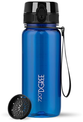 720°DGREE Botella Agua 650ml “uberBottle“ - Tamiz-Fruta, crystalClear - Sin BPA, Prueba de Fugas, Reutilizable - Cantimplora, Water Bottle ideal para Deporte, Fitness, Gimnasio, Senderismo, Colegio