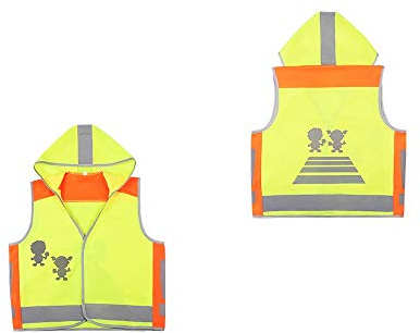 Lantra Besa Kinder Schulkinder Warnweste Unfallweste Sicherheitsweste mit Kapuze für Schule Auto Reiten Hohe Sichtbarkeit Hi Vis Jacket Gelb-Orange AR0016 - L