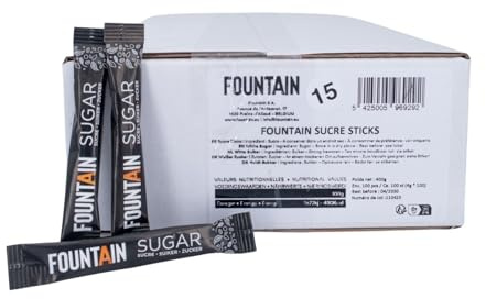 Fountain – Weißzucker-Portionsbeutel – Einzelportionen à 4 g in einer Spenderbox – ideal für eine Tasse Kaffee – 4 g × 100 Stück