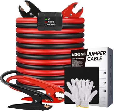 NOONE Heavy Duty Jumper Cables, 2 Gauge 20Feet 800Amp Automotive Booster Cables with Reverse Polarity Protection for Car, SUV and Truck, Jumper Cables Kit with Carry Bag