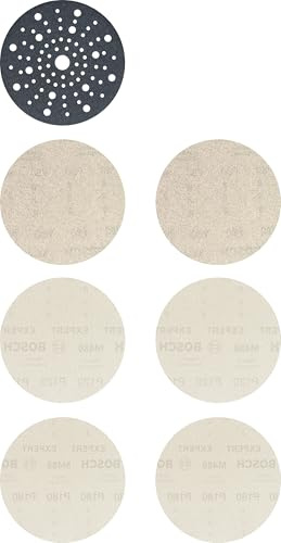 Bosch EXPERT M480 Sanding Net Starter Set, 150mm, K80-180, 7pcs | für Farbe auf Holz, Hartholz, Körnung 2x 80, 2x 120, 2x 180, Professional Zubehör Exzenterschleifer, Schwingschleifer