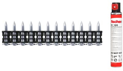 Fischer - Clous de tir Haute Performance 32 mm, pour cloueuse électrique à Clous FGC 100, Convient pour Acier, béton (> C 30/37), Brique Massive et maçonnerie, 1 008 pièces, Gris