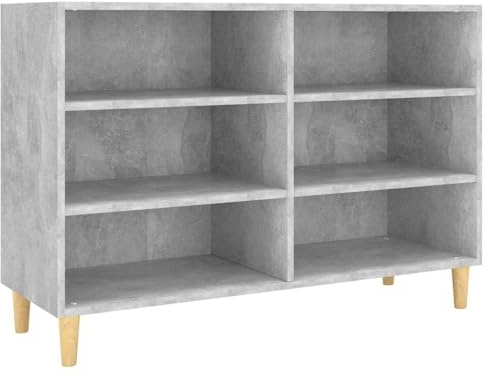 vidaXL Sideboard Bücherregal Standregal Regal Kommode Anrichte Schrank Beistellschrank Bücherschrank Lagerregal Betongrau 103,5x35x70cm Holzwerkstoff