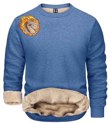 TACVASEN Herren Warme Fleece Pullover Sweatshirts Winter Langarm Shirts mit Fleecefutter