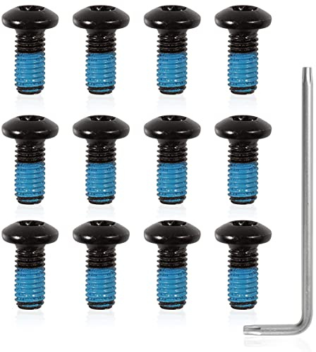 SPEEDWOX Bicycle Rotor Screws, Black, 12 Pcs M5x10mm Bicycle Rotor Bolts | Disc Brake Rotor Bolts, M5x10mm, MTB Rotor Bolts, T25 Star Wrench Included, For Road Bike Bicycle Modification Accessories