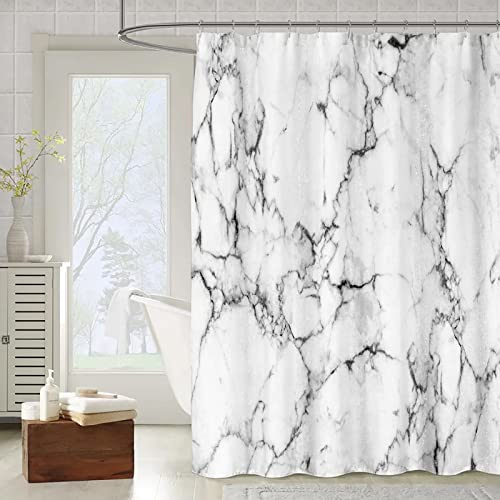 OCEUMACO Duschvorhang Marmor Motiv 200x200 3D Effekt Muster Shower Curtains Textil Antischimmel Wasserdicht Duschvorhänge Badewanne Stoff Polyester Waschbar Lang Vorhang mit Ringe - Grau 01
