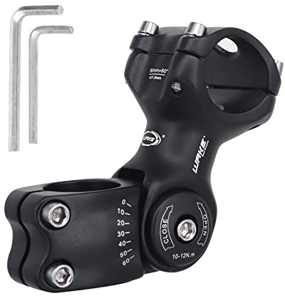 BSSOK Manubrio per Bicicletta, Regolabile, 31,8 mm/25,4 mm, Rialzo Manubrio per Bicicletta, 90 mm/110 mm/130 mm, Manubrio per Bicicletta MTB 0~60 Gradi