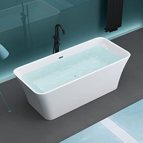 Mai & Mai Freistehende Badewanne aus Acryl inkl. Push-Open Ablaufgarnitur | Standbadewanne 170cm in Weiß Vicenza529-OA