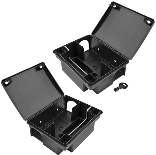Petigi Rattenköderbox, Köderbox für Ratten und Mäuse, Köderstation zur Nagetierbekämpfung und Rattenabwehr, Kinder- und Haustiersicher, Modell 01 Ratte/Maus (Kompakt), Anzahl: 2