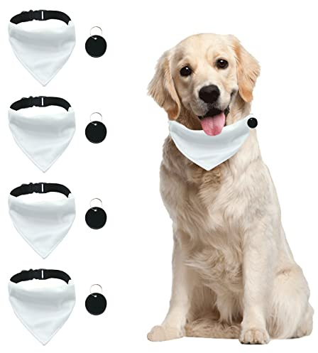 URROMA 4 Stück Hundehalstuch, weiß, dreieckig, Hundehalstuch, DIY, blanko, verstellbare Schnalle, Bandana, Halsband für Hunde, Haustiere, Größe L