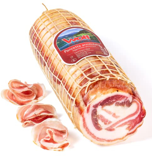 Wolf, Gerollter Speck, Ganz, Leicht geräuchert mit Buchenholz, 100% italienisches Landfleisch, Glutenfrei, 2,5 kg (mind. Nettogewicht garantiert)