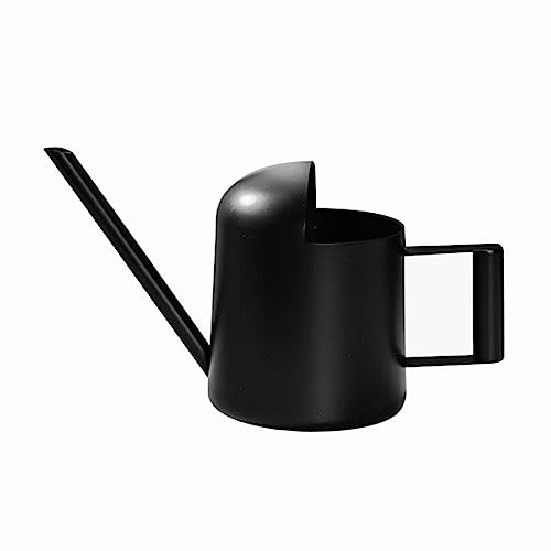 Regadera pequeña, de acero inoxidable, mini regadera para plantas de interior, caño largo, regadera pequeña para vivienda, oficina, balcón, suculentas (500 ml, negro)