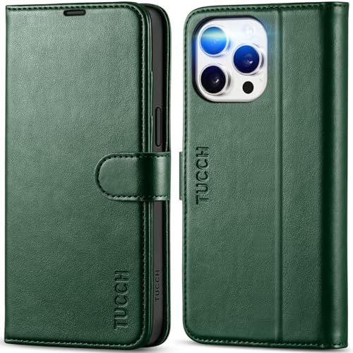 TUCCH Hülle für iPhone 15 Pro Max Stoßfeste Handyhülle TPU [Kartenfach] [Standfunktion] [RFID Blocker] Case Schutzhülle Kompatibel mit iPhone 15 Pro Max 5G 2023 (6,7 Zoll), Grün