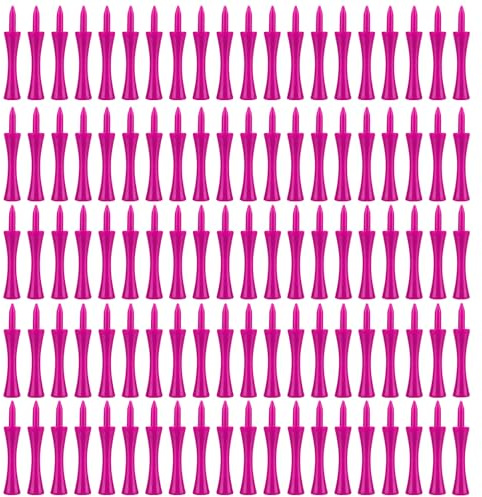 MEMOFYND 57 Mm 2,2-Zoll-Packung Mit 100 Golf-Tees Kunststoff Rosa Lange Schloss-Golf-Tees Aus Kunststoff ， Golfradförmige Kugelnägel Begrenzen Kugelnägel， Langlebiger Safe Ungiftig, Wiederverwendbar
