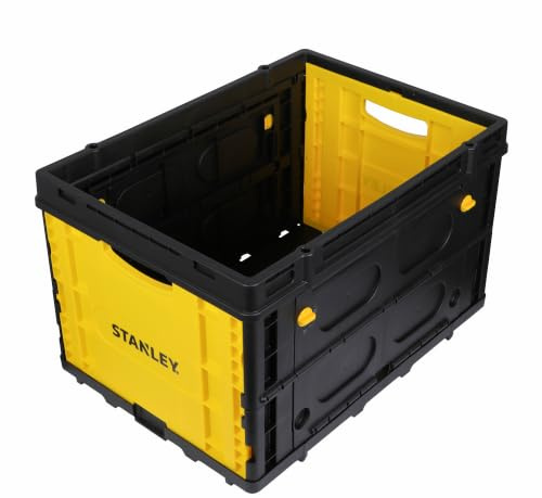 STANLEY SXWT-FB533-SP hopfällbar verktygskorg, 25 kg lastkapacitet, infällbara placeringsstift för enkel och stabil dubbel eller trippel stapling, öppen storlek: 56,9 x 41 x 33 cm, vikt storlek: 22,6