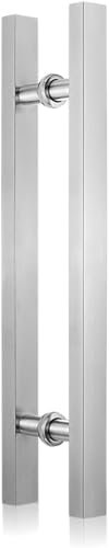 HACSYP Türgriff aus Edelstahl, robuste, gewerbliche Glastürgriffe, quadratische Schiebetorgriffe mit soliden Abstandshaltern, for Dusche/Scheune/Außentor (Size : 60Cm/23.6In/1.96Ft)