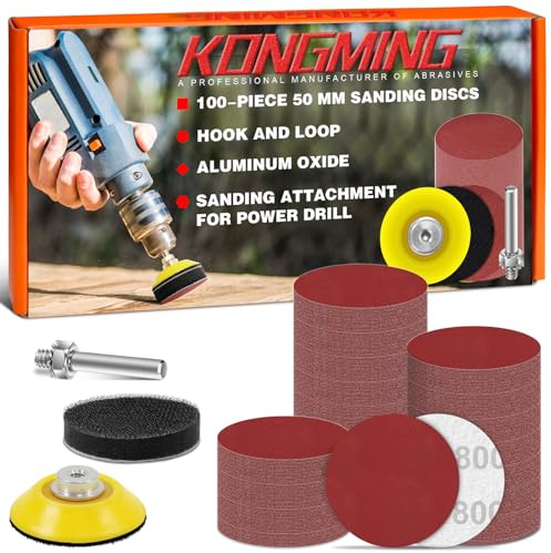 KONGMING Lijas 50mm 100 Piezas Grano 800 Papel de Lija para Taladros y atornilladores