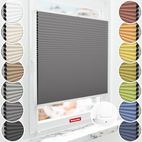 Schuette® Wabenplissee ohne Bohren ● Blackout x Honey ● Twilight Tango (Grau) ● 140x230cm (Breite x Höhe) ● Suprafix Klemmhalter X ● 60 Sekunden Montage