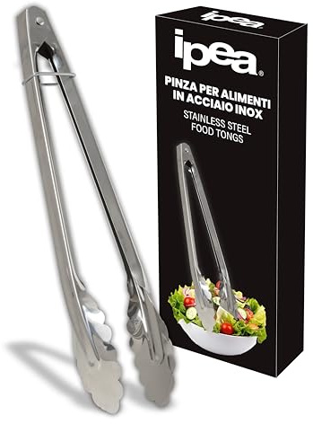 IPEA Pinces de cuisine pour aliments en acier inoxydable – 30 cm – Pince professionnelle pour viande, salade, pâte, barbecue buffet avec système de verrouillage, pinces de chef résistantes