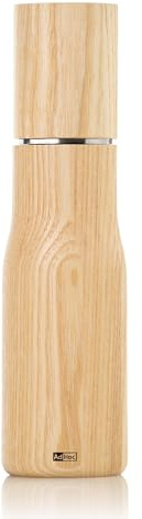 AdHoc MP842 manuelle Salzmühle oder Pfeffermühle LEVO 21 cm | langlebiges Keramik Mahlwerk & edler Holzkorpus | Mahlergebnis fein bis grob | simple Bedienung & elegantes, modernes Design (Hell)