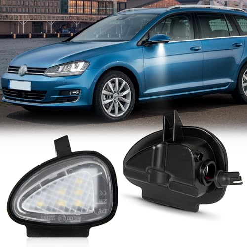 POPMOTORZ LED Sous Lumière Flaque Miroir Latéral pour VW Golf 6 2008.10-2012.11 Golf 6 Variant Golf 6 Cabrio EOS Tiguan. Sharan, LED Réctroviseurs avec Canbus Sans Erreur, 2 Pièces