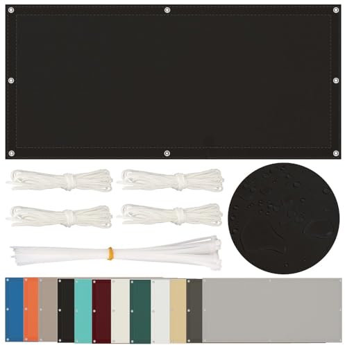 Sonnensegel Wasserdicht 4.5x8M, Sonnensegel Rechteckig mit Ösen Multi Farbe und Größe Sonnensegel Balkon UV Schutz Sonnenschutz für Balkon Terrasse Garten Schwer, Schwarz